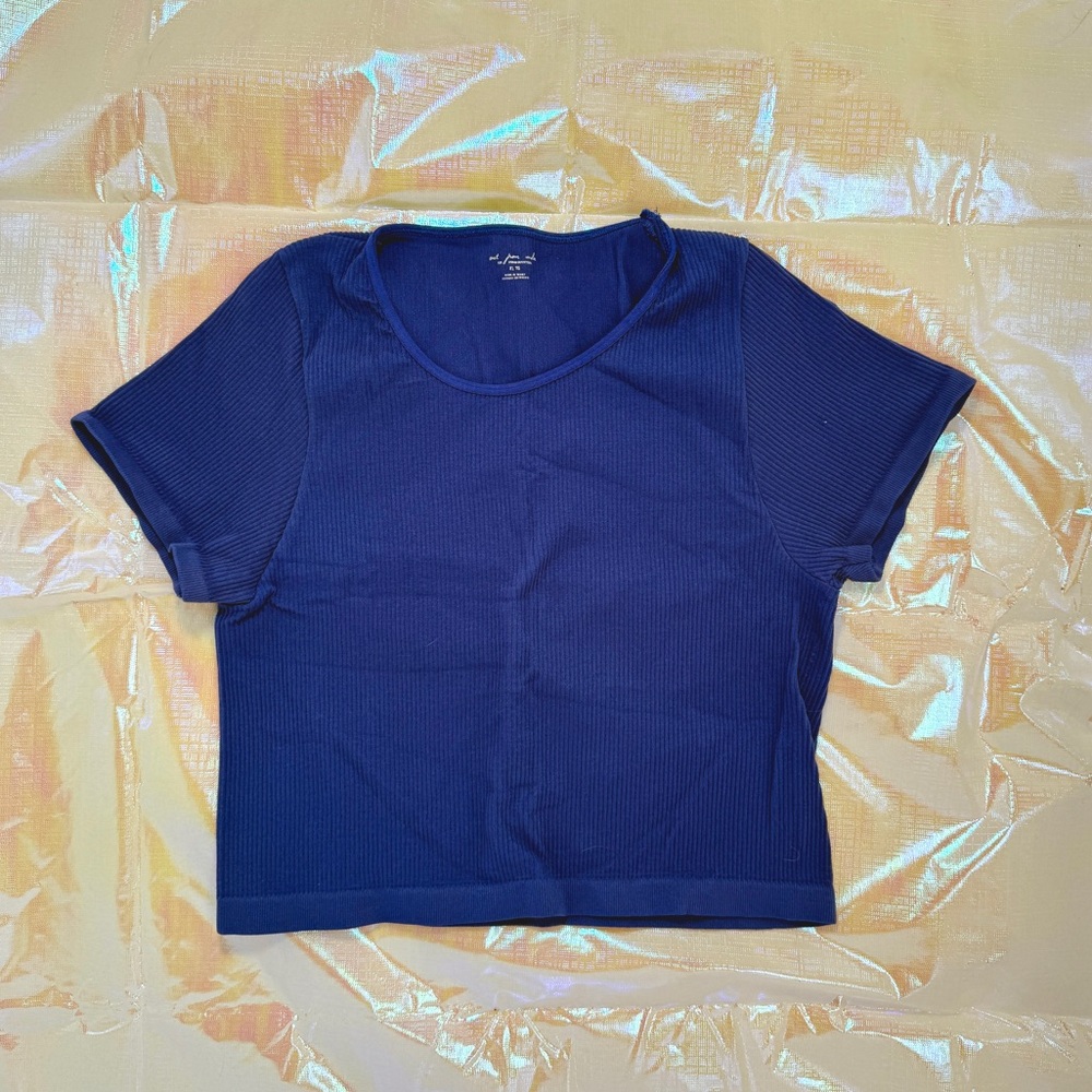 Urban Outfitters Blue Ribbed Baby Tee